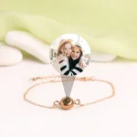 silver slim chain picture bracelet unisex