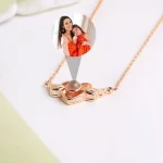 wings heart necklace silver photo locket