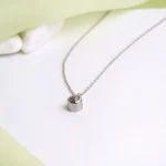 custom silver circle projection necklace