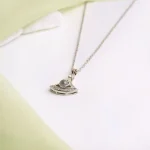 fan shaped photo necklace silver keepsake