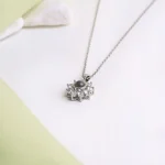 flower charm necklace silver classic style