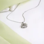 silver photo flower necklace delicate heart charms
