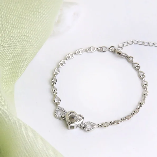 Timeless silver heart zircon bracelet, a beautiful way to hold precious memories