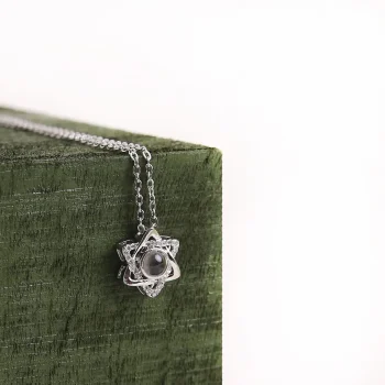 Personalized silver star necklace with photo charm for special moments