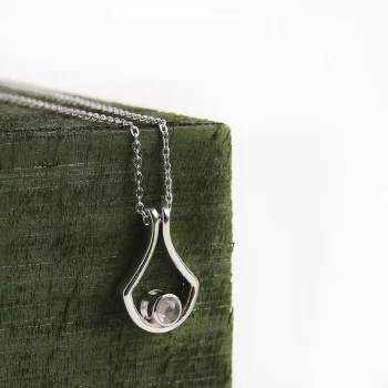 Minimalist silver U-shaped photo necklace, a timeless keepsake charm