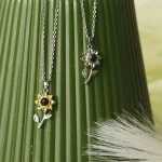 stereoscopic sunflower pendant silver