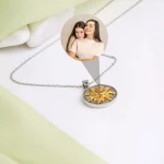classic sunflower necklace closeup detail