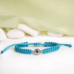turquoise braided rope photo bracelet for her