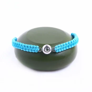 Turquoise braided photo projection bracelet – sentimental keepsake, perfect for celebrating memories