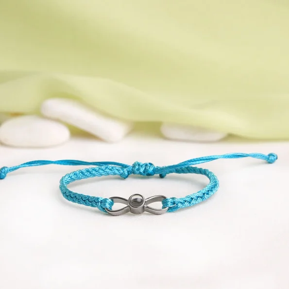 Turquoise infinity photo bracelet – custom keepsake for meaningful moments