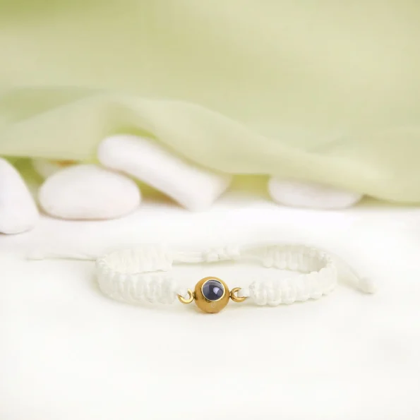 White braided rope photo bracelet – personalized jewelry, ideal for capturing cherished memories