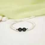 double pendant braided photo bracelet black rope