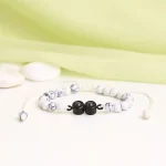 black double pendant frosted stone projection bracelet for couple