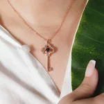 key necklace silver photo locket pendant