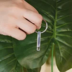 silver bar photo keychain with hidden compartment