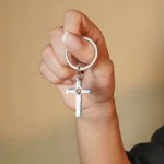 silver bible verse cross keychain elegant faith keepsake