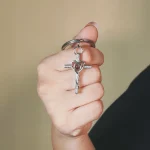 silver heart and cross keychain