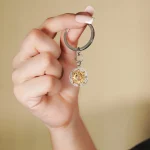 vintage sunflower memory photo keyring