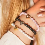 ed frosted stone heart bracelet close-up