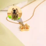 silver pet paw projection necklace