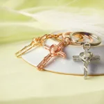 silver heart and cross keychain