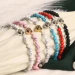 ed frosted stone heart bracelet close-up