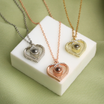 silver heart charm necklace hidden photo keepsake