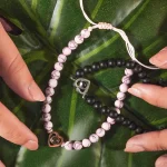 ed frosted stone heart bracelet close-up