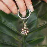 silver pet photo keychain with hidden picture