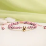 ed frosted stone heart bracelet close-up