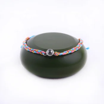 Extra vibrant rainbow photo rope bracelet, an added burst of color to carry your treasured memories in style.