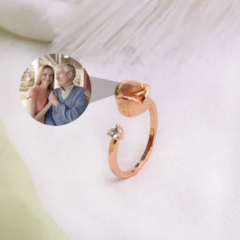 Rose gold projection picture ring showcasing timeless beauty and deep sentiment.