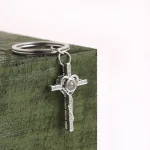 silver heart and cross keychain