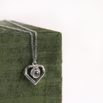 silver heart charm necklace hidden photo keepsake