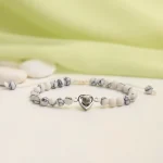 ed frosted stone heart bracelet close-up