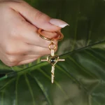 silver heart and cross keychain